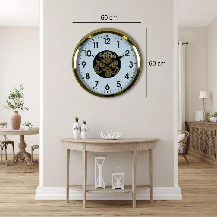 Mey İthalat® Gold Standart 60 Cm Çarklı Duvar Saati