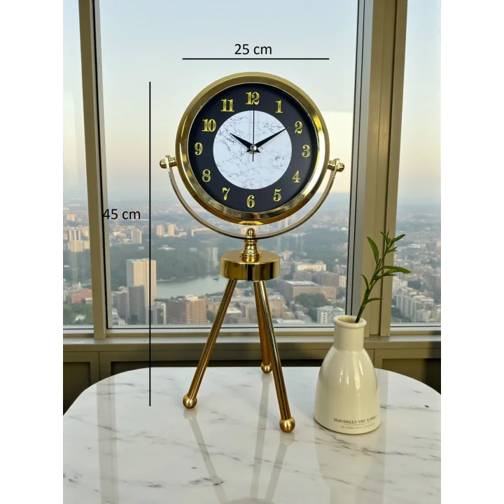 Mey İthalat® Golden Marble Üç Ayaklı Metal Masa Saati