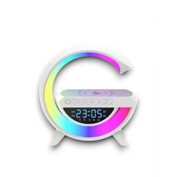 Mey İthalat® Google Dijital Kablosuz Şarj Özellikli Bluetooth Hoparlör Gece Lambası