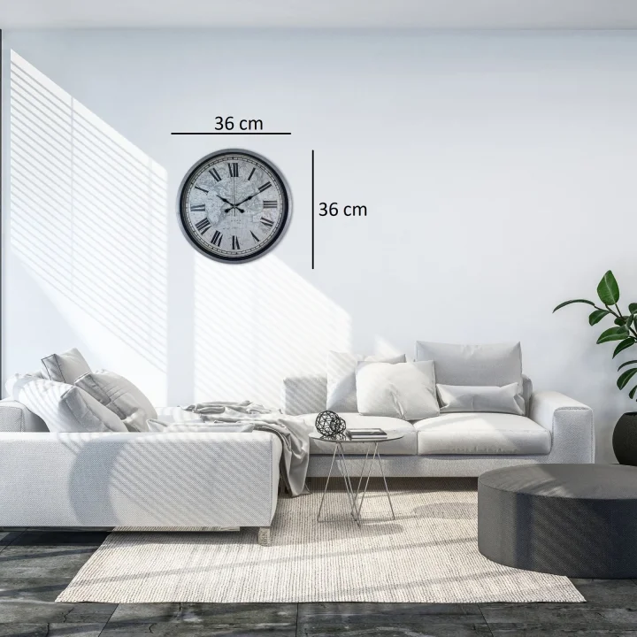 Mey İthalat® Gri 36 Cm Atlas Modern Tasarım Duvar Saati