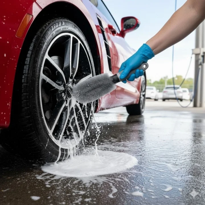 Mey İthalat® Gri Oto Jant Temizleme Fırçası – Ergonomik Saplı, Lastik ve Jant Detay Temizliği İçin Güçlü Kıllı Fırça