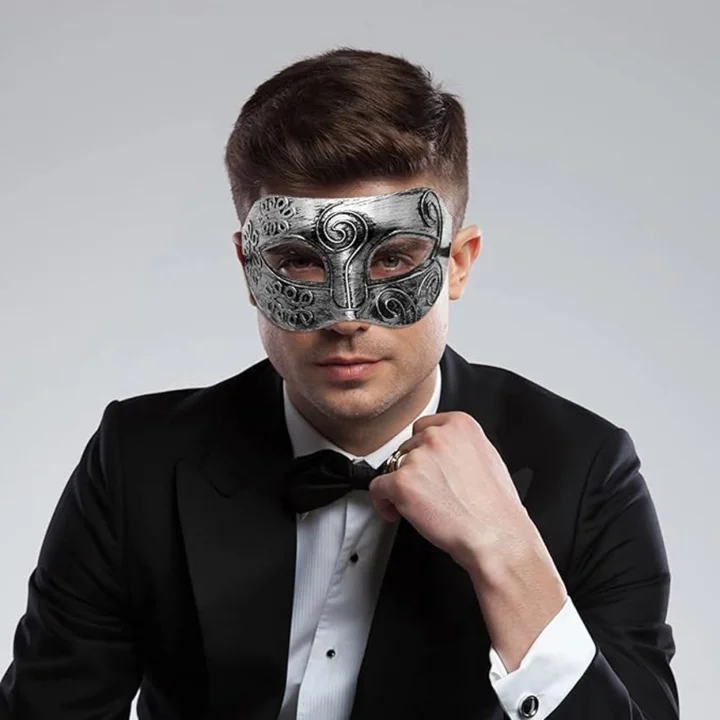 Mey İthalat® Gümüş Eskitme Yüz Maskesi - Antik Tarz Balo Maskesi