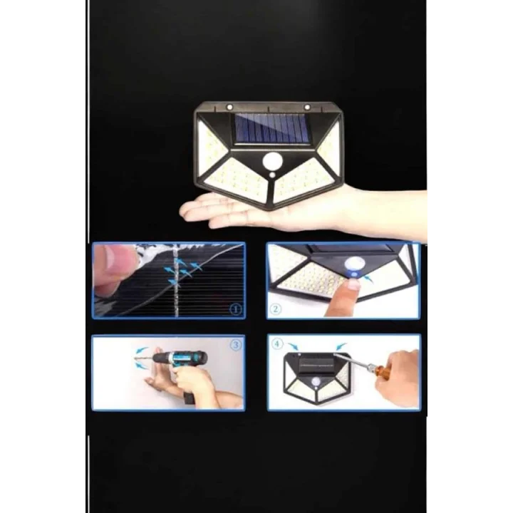 Mey İthalat® Güneş Enerjili Bahçe Aydınlatma Lambası Solar 100 Led Lamba