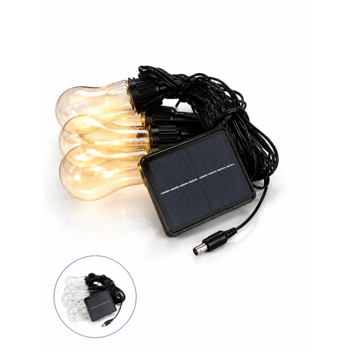 Mey İthalat® Güneş Enerjili Dekoratif LED Ampul Dize Işık Bahçe Balkon ve Teras Aydınlatması