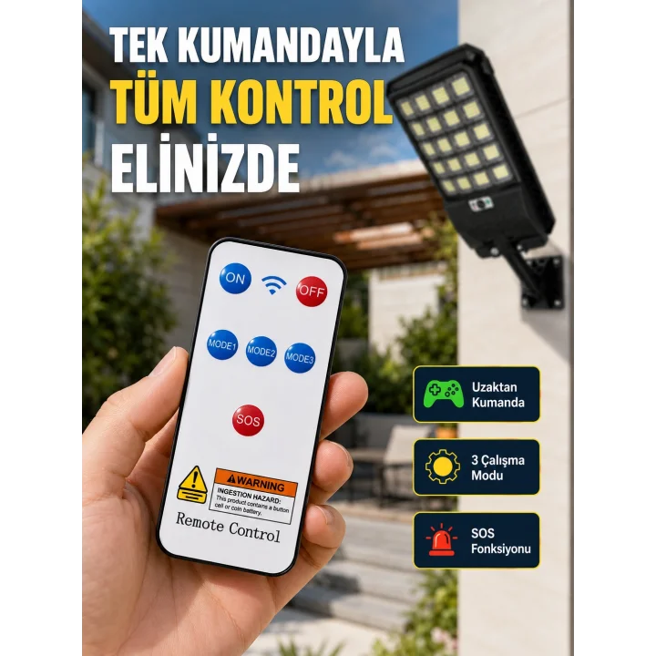Mey İthalat® Güneş Enerjili LED Duvar ve Direk Lambası Suya Dayanıklı Akıllı Aydınlatma