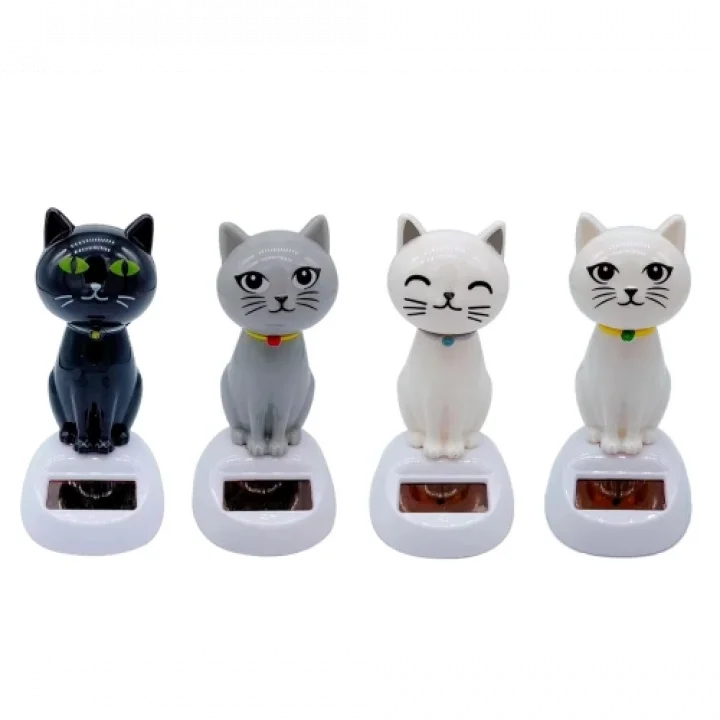 Mey İthalat® Güneş Enerjili Sallanan Kedi Figürü
