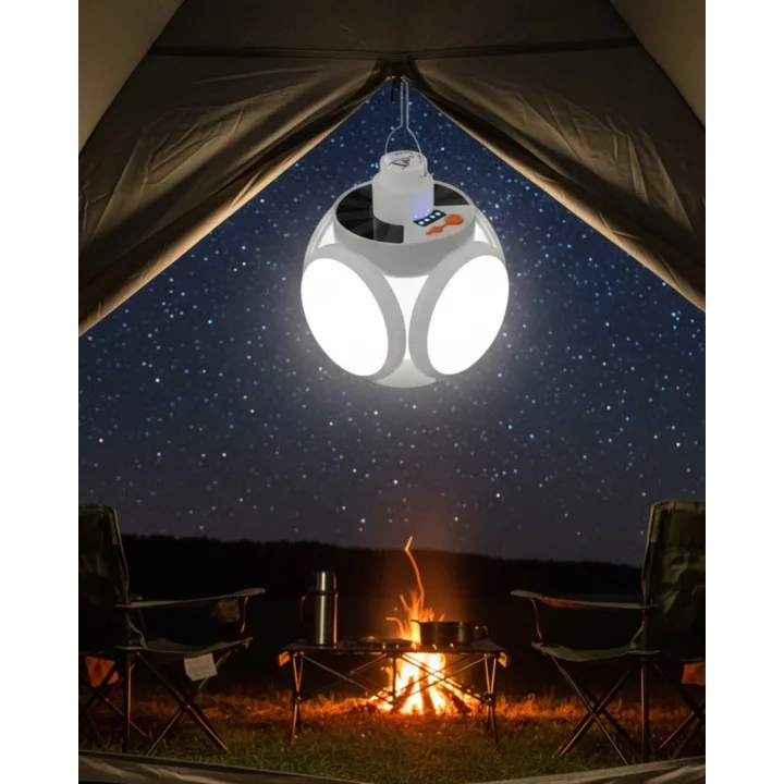 Mey İthalat® Güneş Enerjili Solar Aydınlatma Kamp Çadır Lambası Şarjlı Ampül Led Şarjlı El Feneri Işıldak