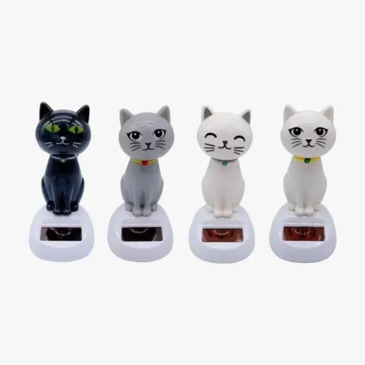 Mey İthalat® Güneş Enerjili Solar Sallanan Kedi Figürü