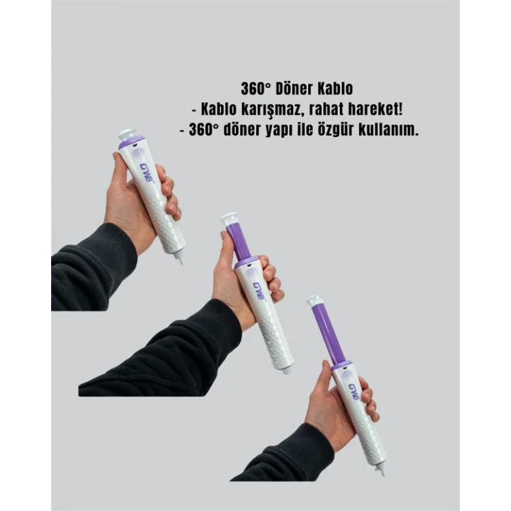 Mey İthalat® GW 32mm Döner Başlıklı Saç Kıvırma Makinesi – Her An Her Yerde Profesyonel Şekillendirme