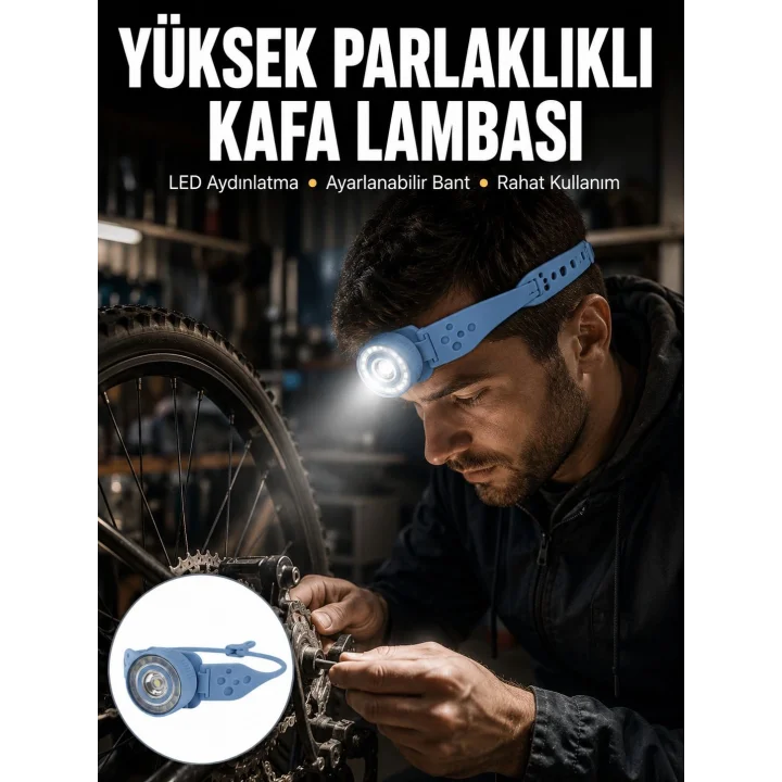 Mey İthalat® Hafif ve Taşınabilir Kamp Kafa Lambası Ayarlanabilir Işık Yeni Nesil