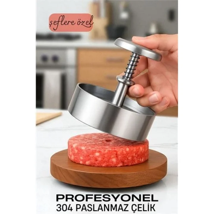 Mey İthalat® Hamburger Presi - Profesyonel Hamburger Kalıbı 304 Paslanmaz Çelik 722000