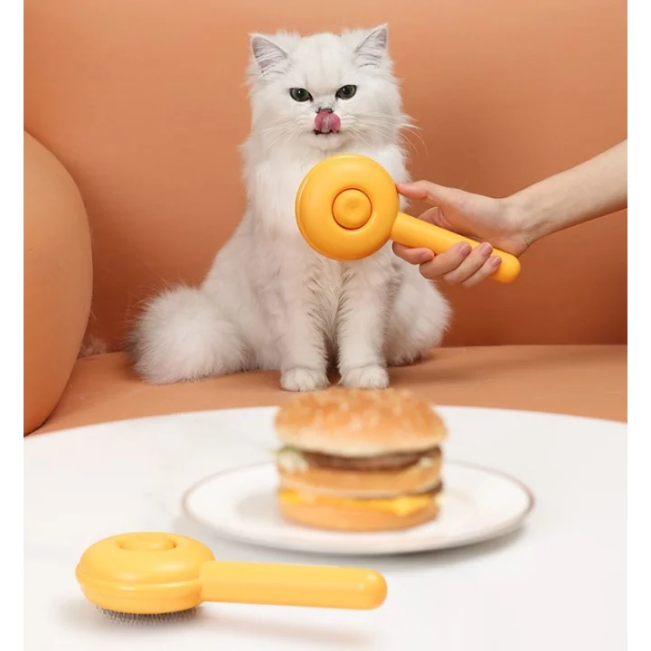 Mey İthalat® Hamburger Şekilli Otomatik Temizlenen Evcil Hayvan Fırçası