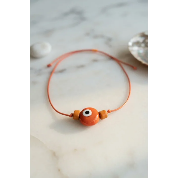 Mey İthalat® Handmade Bohem Turuncu Nazar Kolye