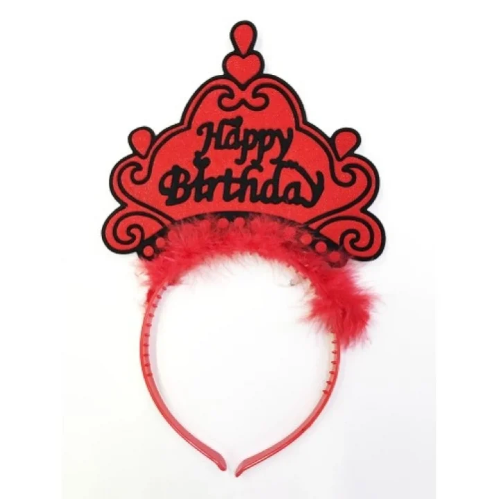 Mey İthalat® Happy Birthday Yazılı Neon Renk Taç 12 Adet