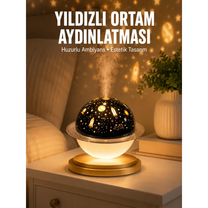 Mey İthalat® Hava Nemlendirici Led Işıklı Gece Lambası Yıldız Görünümlü Renk Değiştiren
