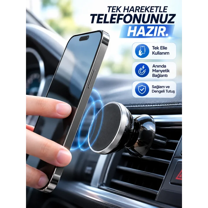 Mey İthalat® Havalandırma Izgarası İçin Manyetik Araç Telefon Tutucu