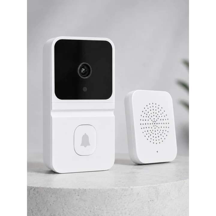 Mey İthalat® HD Kameralı Beyaz Görüntülü Kapı Zili Çift Yönlü Sesli Wi-Fi Akıllı Kapı Zili