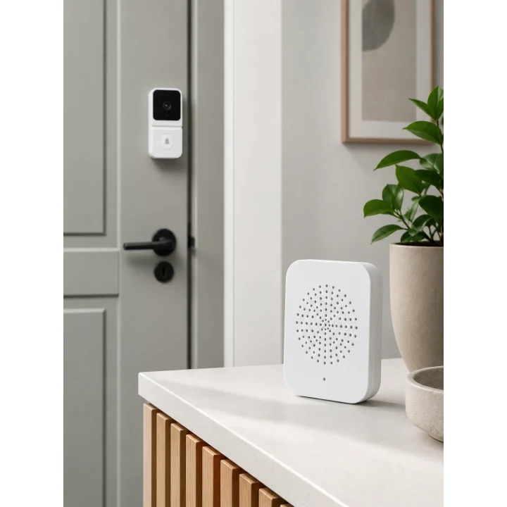 Mey İthalat® HD Kameralı Beyaz Görüntülü Kapı Zili Çift Yönlü Sesli Wi-Fi Akıllı Kapı Zili