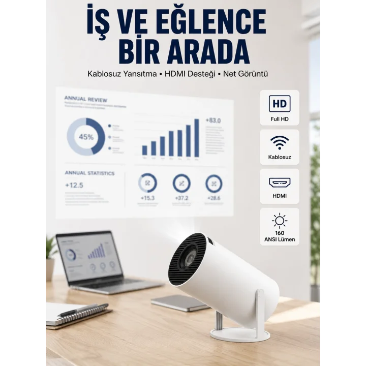 Mey İthalat® HDMI ve USB Girişli Uzun Ömürlü Ampullü Projeksiyon