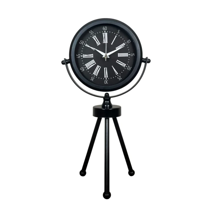 Mey İthalat® Heritage Black Üç Ayaklı Metal Masa Saati