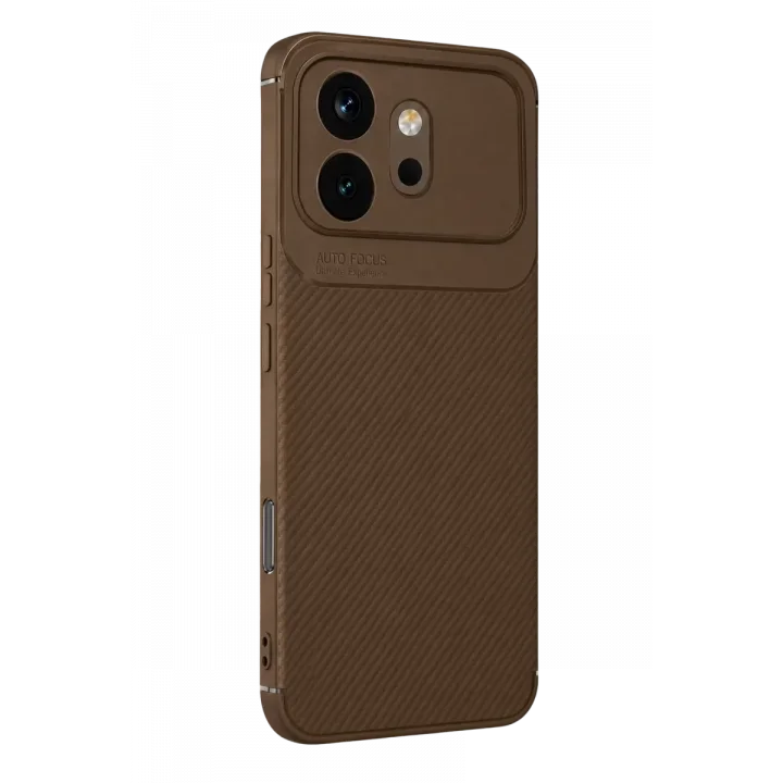 Mey İthalat®  Huawei Honor 600 Auto Focus Karbon Kapak - Kahverengi