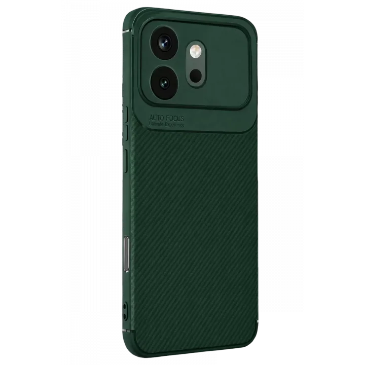 Mey İthalat®  Huawei Honor 600 Auto Focus Karbon Kapak - Koyu Yeşil