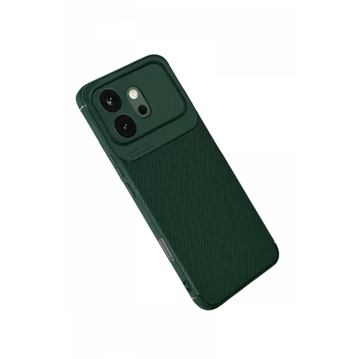 Mey İthalat®  Huawei Honor 600 Auto Focus Karbon Kapak - Koyu Yeşil