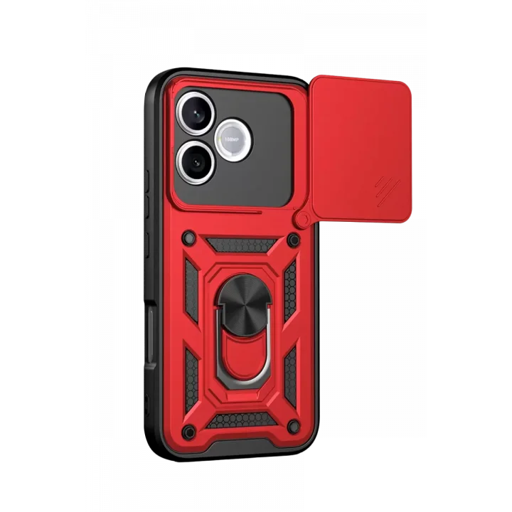 Mey İthalat®  Huawei Honor 600 Lite Pars Lens Yüzüklü Silikon - Kırmızı