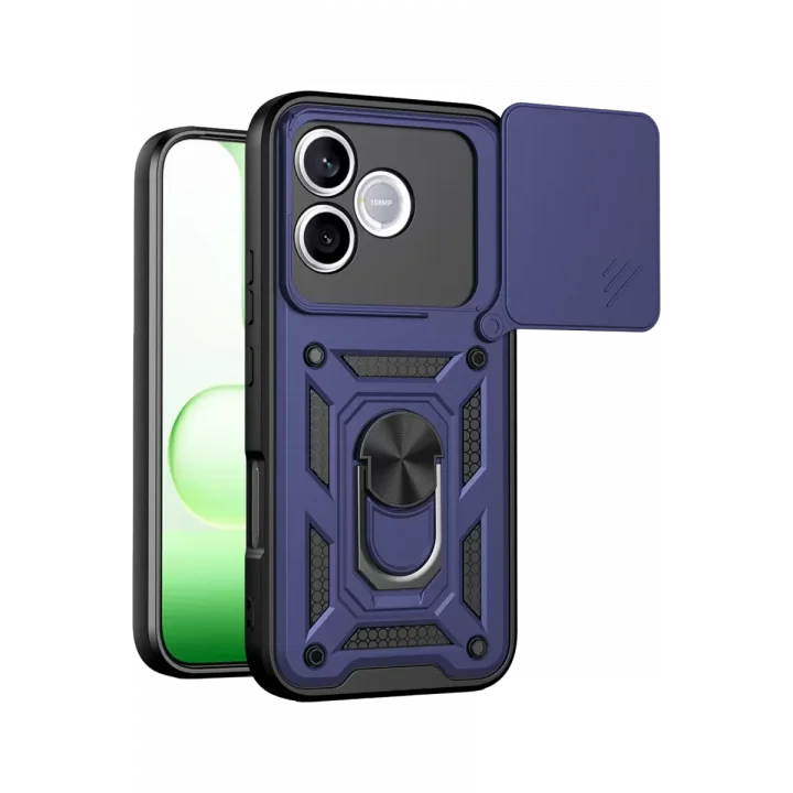 Mey İthalat®  Huawei Honor 600 Lite Pars Lens Yüzüklü Silikon - Lacivert