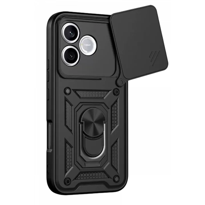 Mey İthalat®  Huawei Honor 600 Lite Pars Lens Yüzüklü Silikon - Siyah