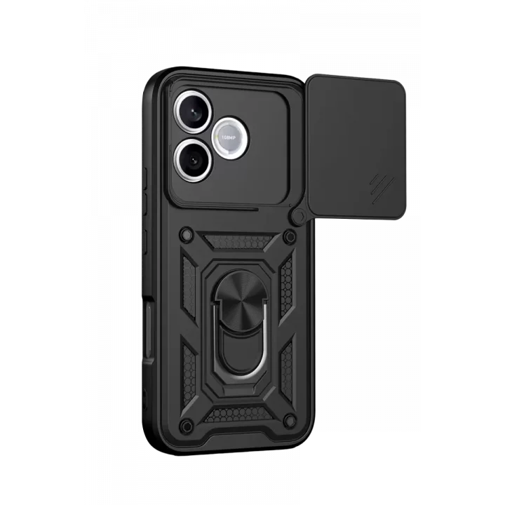 Mey İthalat®  Huawei Honor 600 Lite Pars Lens Yüzüklü Silikon - Siyah