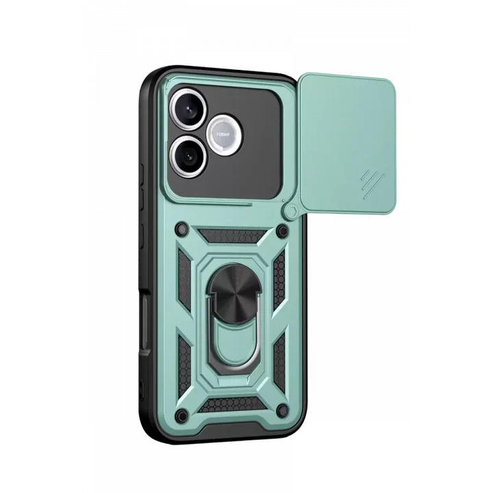 Mey İthalat®  Huawei Honor 600 Lite Pars Lens Yüzüklü Silikon - Yeşil