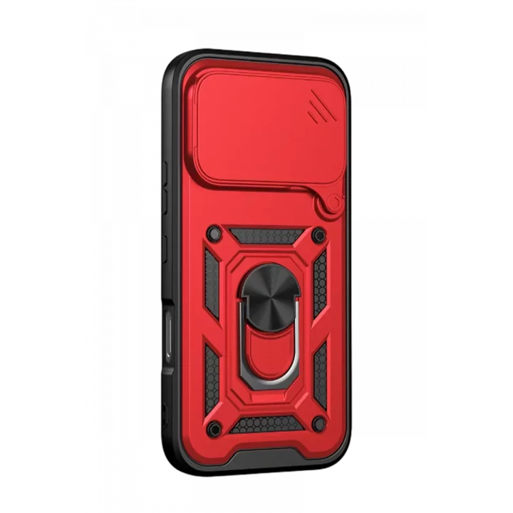 Mey İthalat®  Huawei Honor 600 Pars Lens Yüzüklü Silikon - Kırmızı