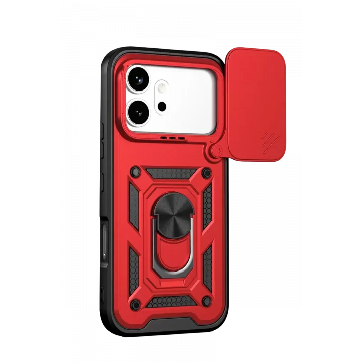 Mey İthalat®  Huawei Honor 600 Pars Lens Yüzüklü Silikon - Kırmızı