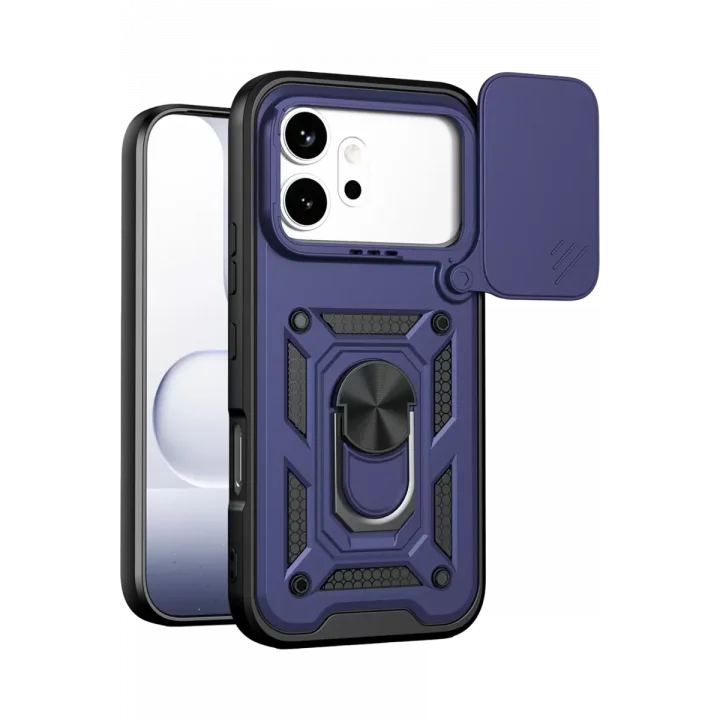 Mey İthalat®  Huawei Honor 600 Pars Lens Yüzüklü Silikon - Lacivert