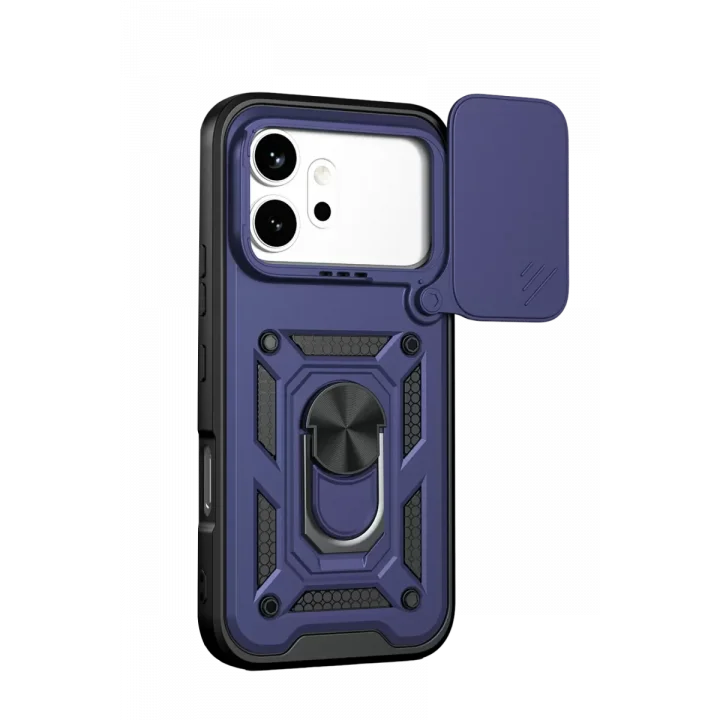 Mey İthalat®  Huawei Honor 600 Pars Lens Yüzüklü Silikon - Lacivert