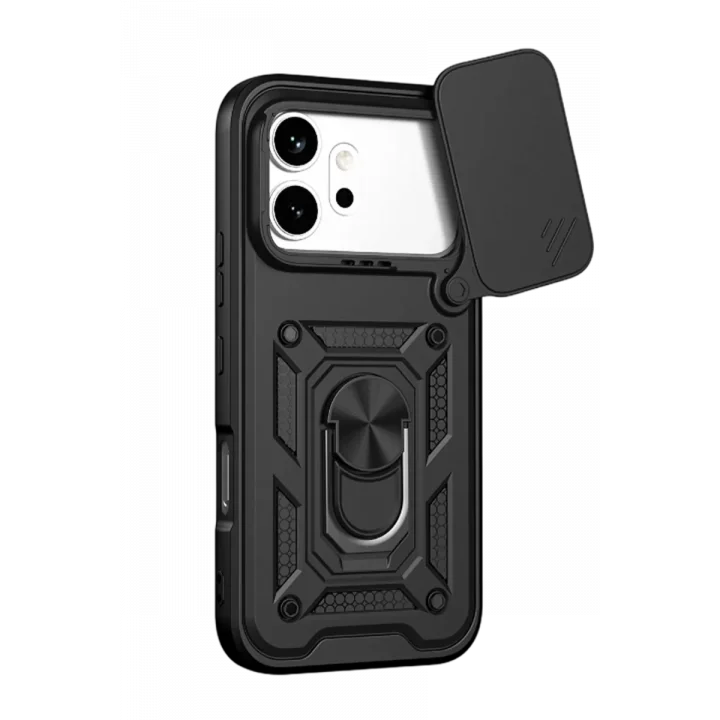 Mey İthalat®  Huawei Honor 600 Pars Lens Yüzüklü Silikon - Siyah