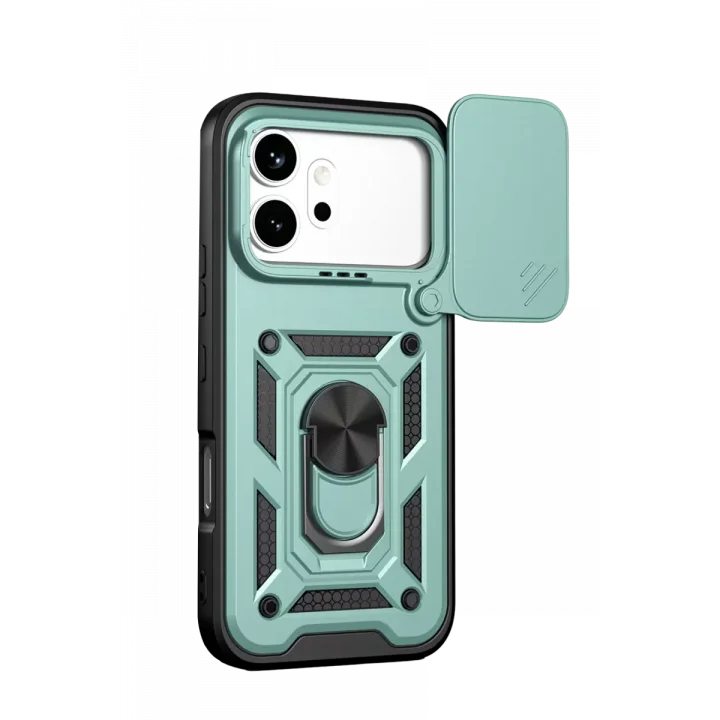 Mey İthalat®  Huawei Honor 600 Pars Lens Yüzüklü Silikon - Yeşil