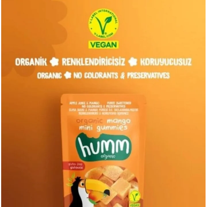Mey İthalat® Humm Organik Glutensiz Vegan Mangolu Mini Küpler 30 Gr