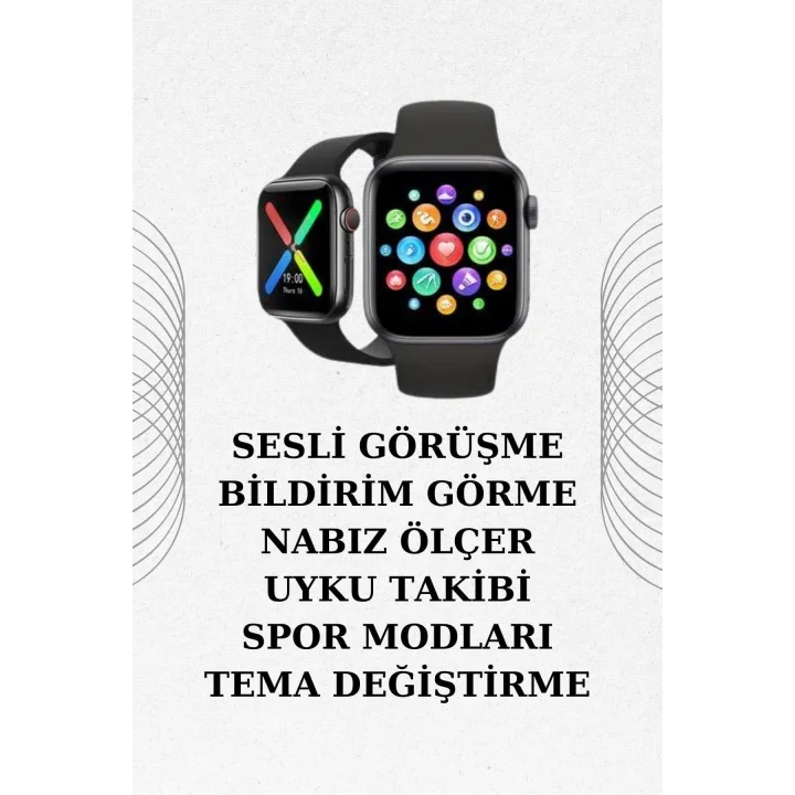 Mey İthalat® İkili Set Dev Kampanya Ucuz Kulaklık Ucuz Akıllı Saat Gürültü Önleyici Uzun Pil Ömrü