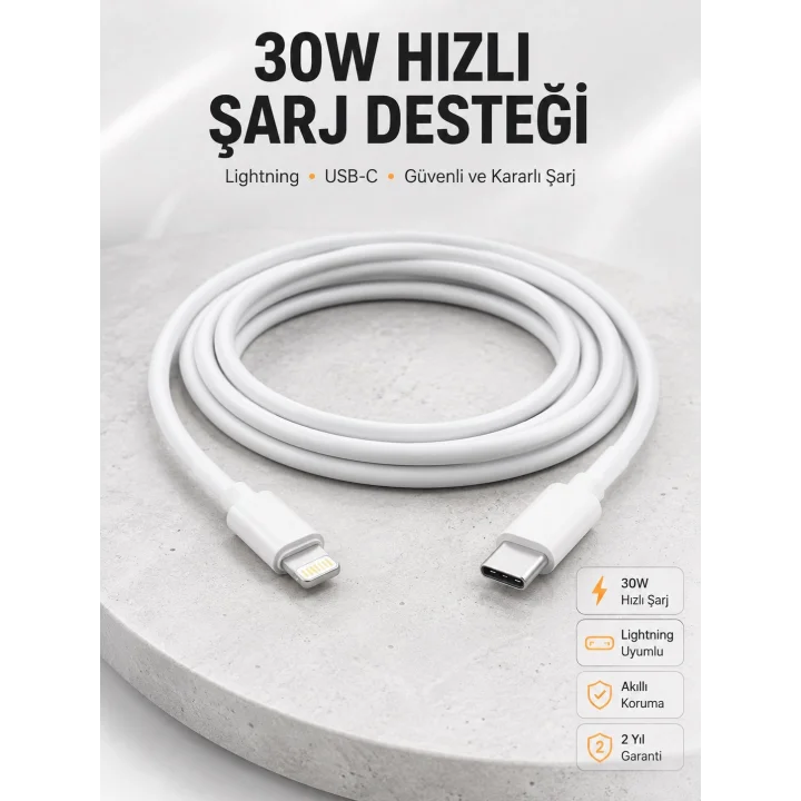 Mey İthalat® IOS Tüm Serilerle Uyumlu 30W Hızlı Şarj Aleti 11 12 13 14/Pro Max Mini Plus