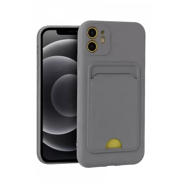 Mey İthalat®   iPhone 11 Kılıf Kelvin Kartvizitli Silikon - Gri