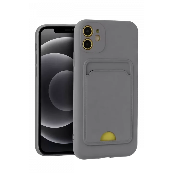 Mey İthalat®   iPhone 11 Kılıf Kelvin Kartvizitli Silikon - Gri