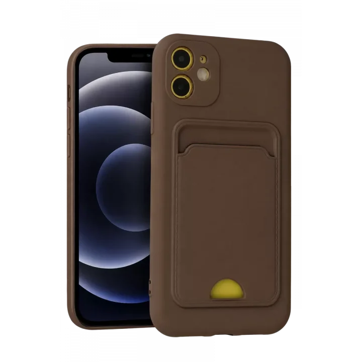 Mey İthalat®   iPhone 11 Kılıf Kelvin Kartvizitli Silikon - Kahverengi