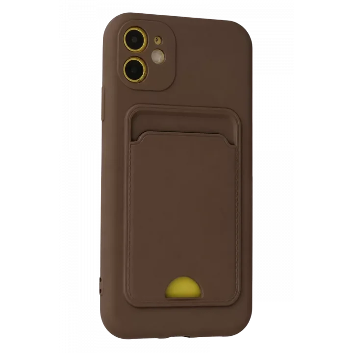 Mey İthalat®   iPhone 11 Kılıf Kelvin Kartvizitli Silikon - Kahverengi