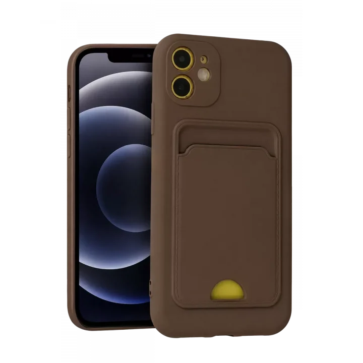 Mey İthalat®   iPhone 11 Kılıf Kelvin Kartvizitli Silikon - Kahverengi