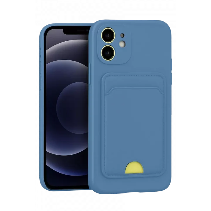 Mey İthalat®   iPhone 11 Kılıf Kelvin Kartvizitli Silikon - Mavi