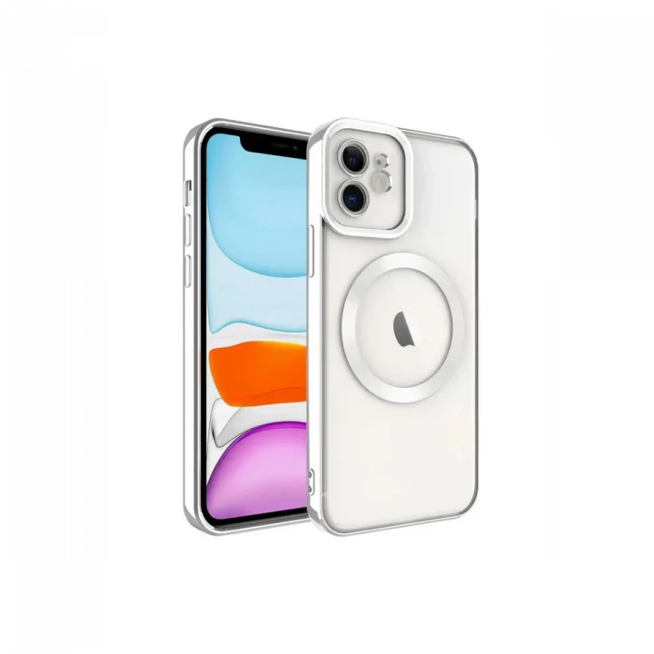Mey İthalat®  iPhone 11 Kılıf Kross Magneticsafe Kapak - Gümüş