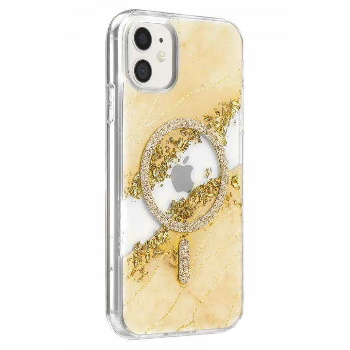 Mey İthalat®   iPhone 11 Lotus Simli Magsafe Kapak - Gümüş