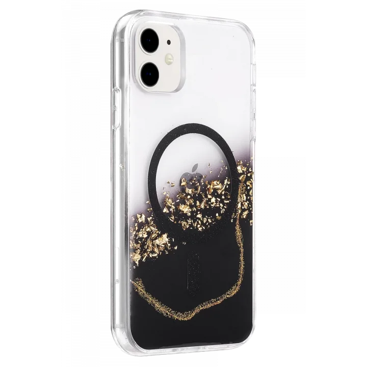 Mey İthalat®   iPhone 11 Lotus Simli Magsafe Kapak - Siyah